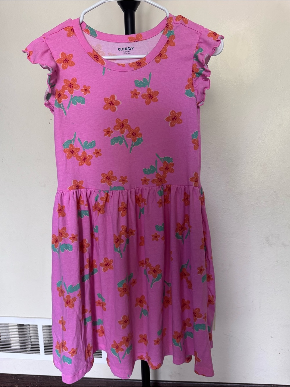 Old Navy Pink Dress with Orange Floral Print
